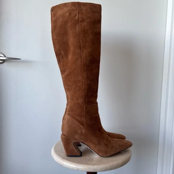Sam Edelman cognac suede knee-high boots - Picture 1 of 8